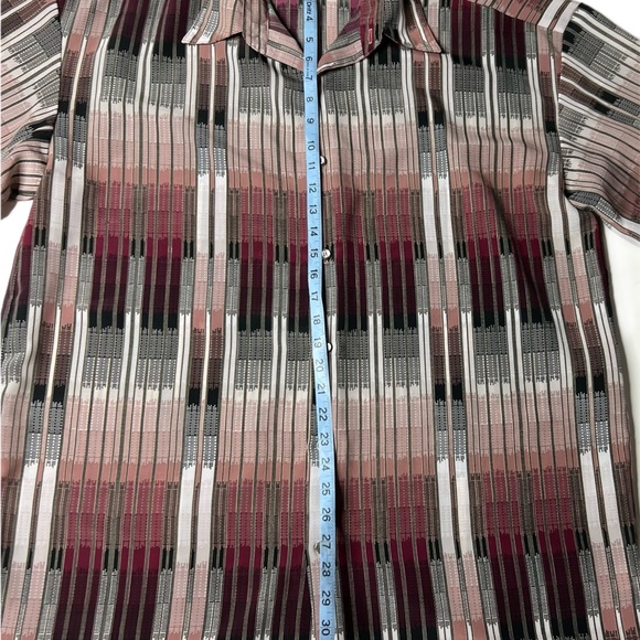 Vintage Monzini Collection Deco Skyscraper Polyester Cabana Shirt | short sleeve - Picture 7 of 7
